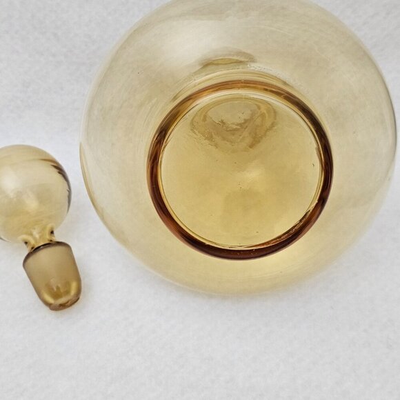 Pitman Dreitzer Peedee 8” Amber Gourd Squat Body Glass Decanter Vintage Bottle - Picture 5 of 9